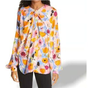 Rachel Comey Soon Blouse | Floral Print Twisted Long Sleeve Size 2